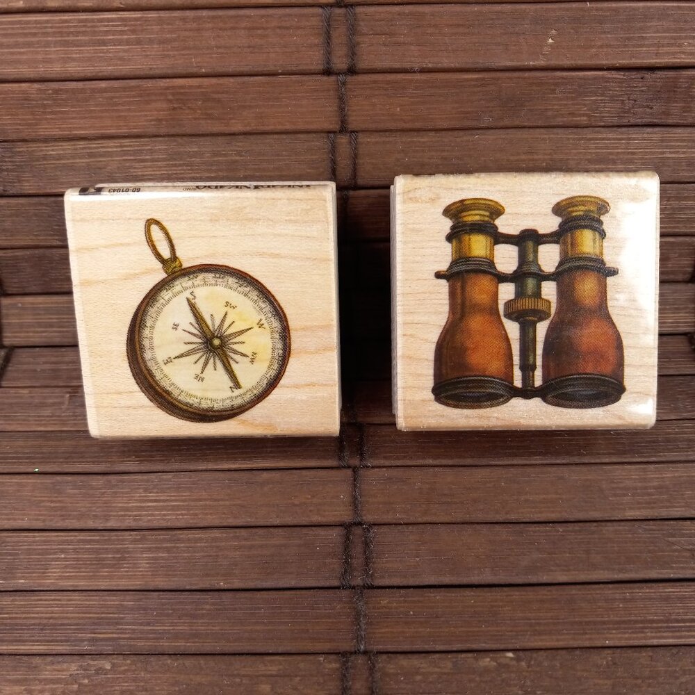 Inkadinkado Tim Coffey Compass Binoculars Lot 2 Rubber Stamps